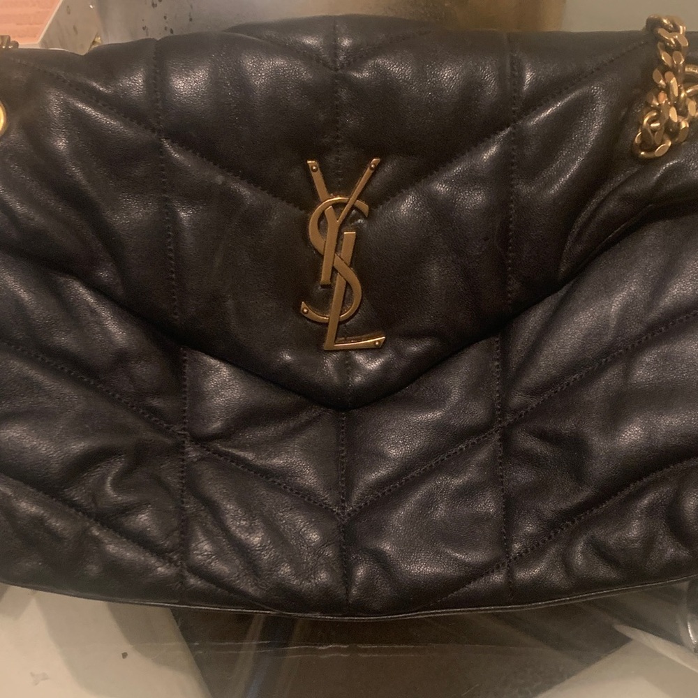 Yves Saint Laurent Quilted Black Bag with Gold Accents